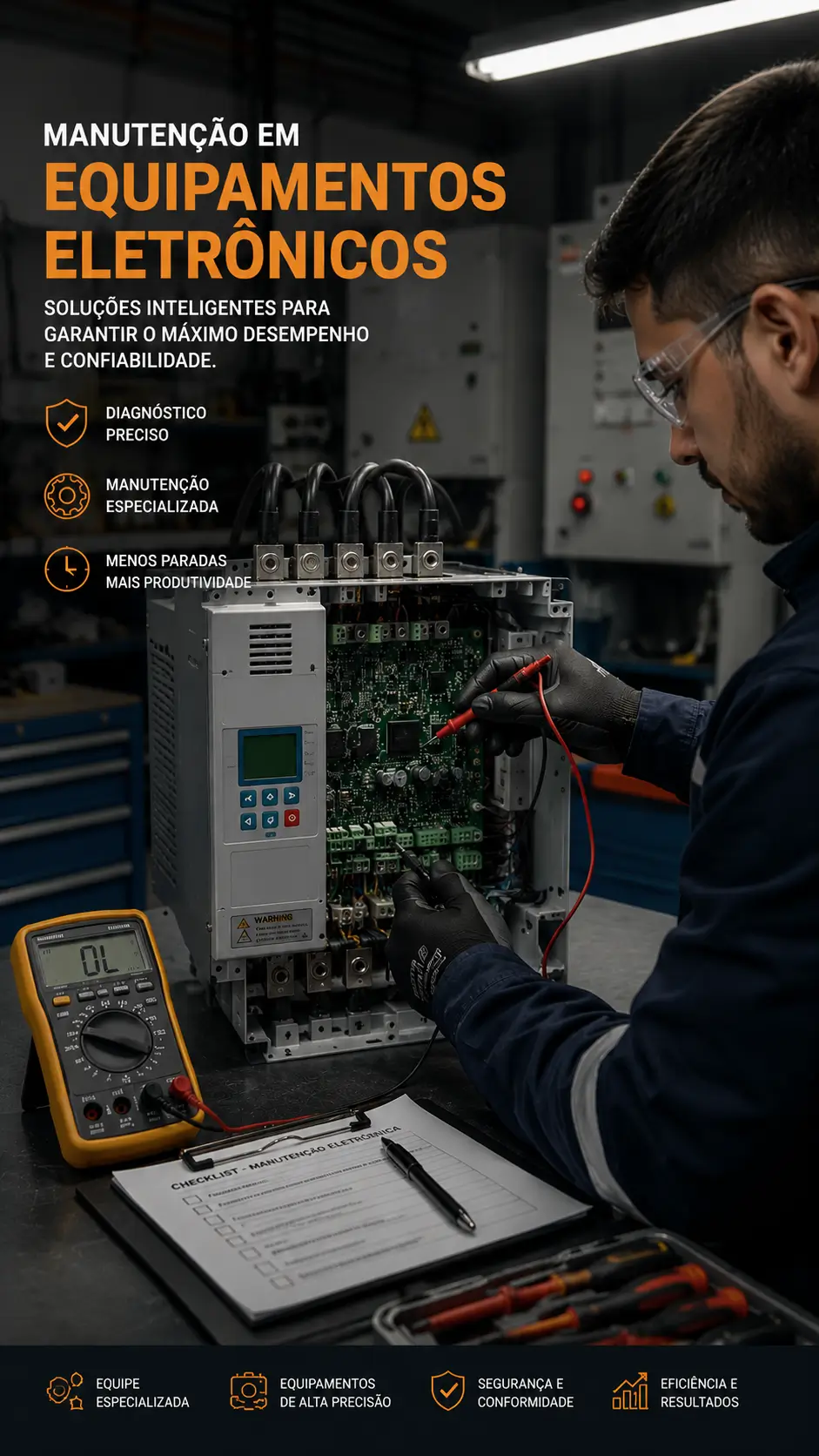 Equipe técnica Magnus Automação atuando em manutenção industrial